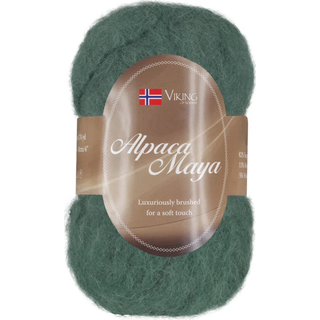 Viking Alpaca Maya 732 Materiale: 82% superfin alpaca, 13% merino uld, 5% nylon Vægt/længde: 50 g = ca 160 meter Anbefalede pinde: 7.00 mm Strikkefasthed: 10 cm = 12 m Vask: Uldprogram ved max 30°C / Tørres fladt.
