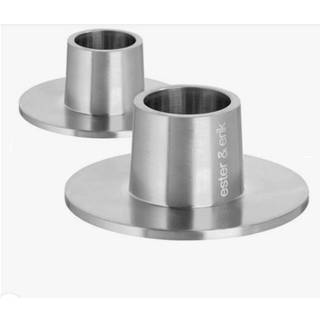 Ester & Erik Lysestage Matte Ø6 Cm 2-pak Matte Silver - Lysestager Rustfrit Stål Matt Silver - 777-96