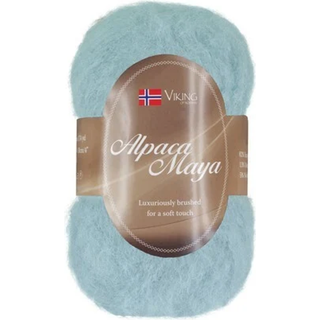 Viking Alpaca Maya 768 Indhold:82% Superfine alpaca, 13% Merino uld, 5% Nylon Vægt/længde: 50 g = ca. 160 m Anbefalede pinde: 7.00 mm Strikkefasthed: 10x10 cm = 12 m Uldprogram ved max 30°, tørres fladt.