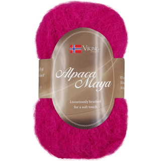 Viking Alpaca Maya 762 Indhold:82% Superfine alpaca, 13% Merino uld, 5% Nylon Vægt/længde: 50 g = ca. 160 m Anbefalede pinde: 7.00 mm Strikkefasthed: 10x10 cm = 12 m Uldprogram ved max 30°, tørres fladt.