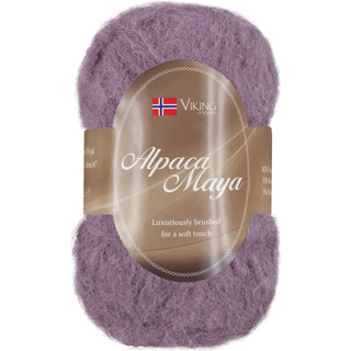 Viking Alpaca Maya 769 Indhold:82% Superfine alpaca, 13% Merino uld, 5% Nylon Vægt/længde: 50 g = ca. 160 m Anbefalede pinde: 7.00 mm Strikkefasthed: 10x10 cm = 12 m Uldprogram ved max 30°, tørres fladt.