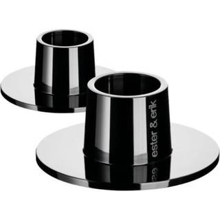 Ester & Erik Lysestage Shiny Ø6 Cm 2-pak - Lysestager Rustfrit Stål Shiny Black - 777-74