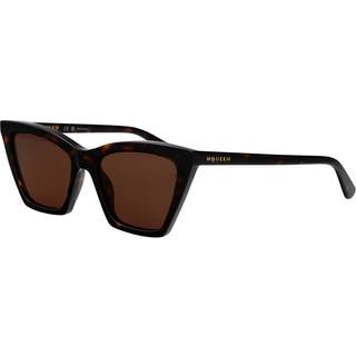 Alexander McQueen Kvinde AM0536S 002 Solbriller Acetat Havana Brun Cat Eye