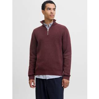 Ensfarvet Striktrøje Med Kvart Lynlås