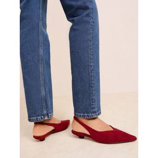 Friends Like These Friends Like These Red Micro Kitten Heel Pointed Toe Faux Suede Court Shoes - EU 39 (UK 6)