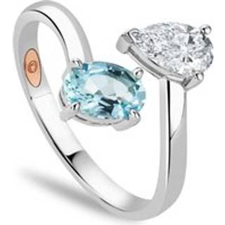 Promises 9ct Solid White Gold Ring with Oval-Cut Aquamarine & 0.5ct Lab-Grown Diamond