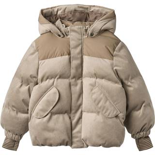 Wheat Mads Pufferjakke Grey Stone Med Aftagelig Hætte - Str. 4y 104cm