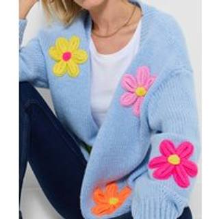 Joe Browns Joe Browns Blue V-Neck Button Through Floral Cardigan