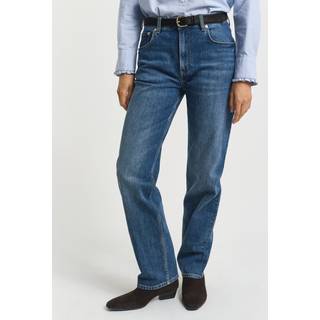 GANT Dame Jeans med lige ben og stræk (30/32) MID Blå BROKEN IN