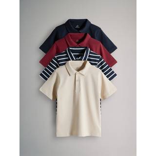 The Set The Set 4 Pack Stripe Cotton Jersey Polo Shirts - 128134cm