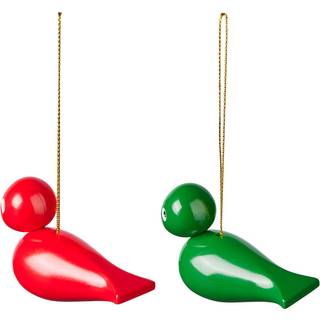 Kay Bojesen Julefugle, rød/grøn, 2 stk.