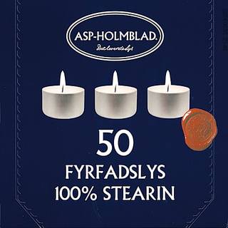 Fyrfadslys ren stearin 6 timer 50-pak - hvid (På lager i butik)