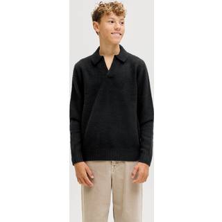 JACK & JONES JUNIOR JACK & JONES Junior Strikket Sort Strikpullover med Split Neck