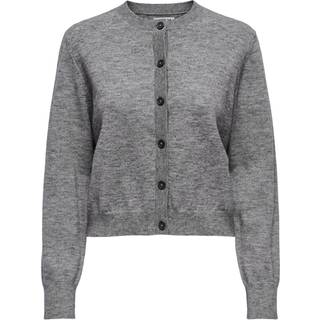 Camille Basic Cardigan, Medium Grey Melange, L