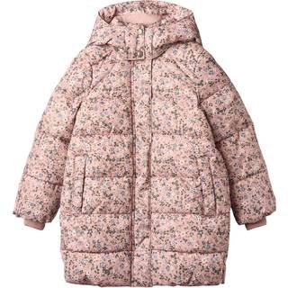 Wheat Yrsa Pufferfrakke Rose Powder Flowers Med Justerbar Talje - Str. 5y 110cm