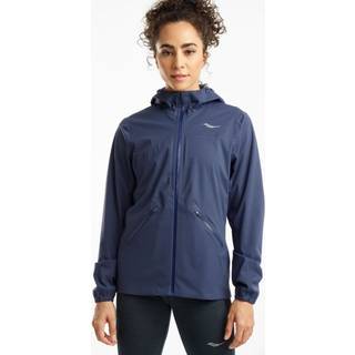 Saucony Drizzle Jacket Str. XXS Blå Dame - Letvægtsløbejakke til alle vejrforhold