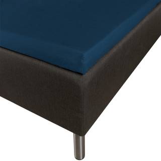 Blødt kuvertlagen 180x210 - 100% bomuldssatin - 8 cm i højden - Blåt lagen til topmadras - By Night satin lagen