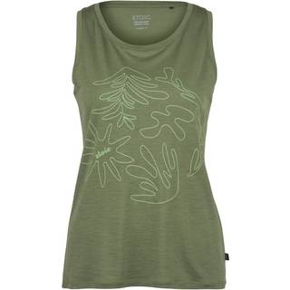 Stoic Women's Merino155 LaholmSt. Print Tank Flowers Merino-shirt Damer størrelse 3XL farve olivengrøn