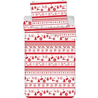 Julesengetøj 140x200 cm - Jule sengesæt med juleikoner - 100% bomulds sengelinned