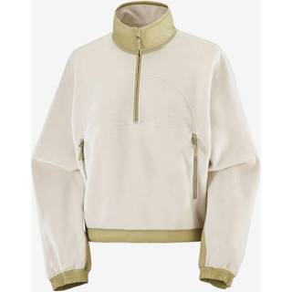 Salomon Women's Chroma Fleece Crop Half Zip Whisper White/Gray Green, Whisper White / Gray Green, L