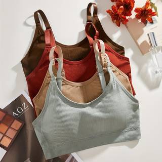 TEMU Sports Bralette, Solid Color, Wireless, Removable Padding, For Adult