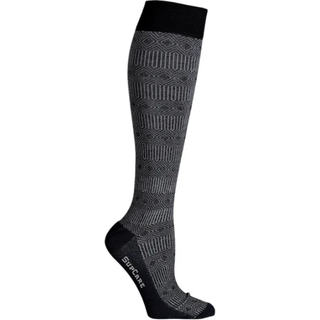 Mønstrede sorte støttestrømper i bambus, bred model