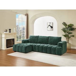 Venstre hjørnesofa i grønt tekstureret stof BENOLA