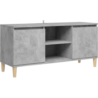 tv-bord med massive træben 103,5x35x50 cm betongrå