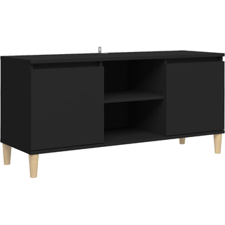 Tv-Bord Med Massive Træben 103,5X35X50 Cm - Sort