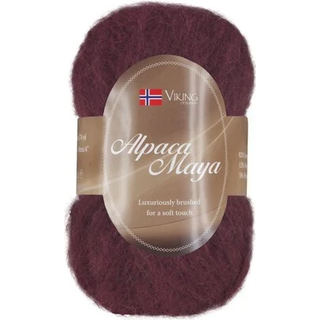 Viking Alpaca Maya 772 Indhold:82% Superfine alpaca, 13% Merino uld, 5% Nylon Vægt/længde: 50 g = ca. 160 m Anbefalede pinde: 7.00 mm Strikkefasthed: 10x10 cm = 12 m Uldprogram ved max 30°, tørres fladt.