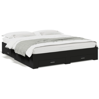 Sengeramme Med Skuffer Konstrueret Træ - Sort / 180 x 200 cm