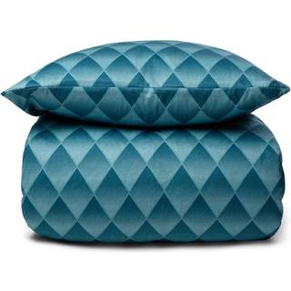 Sengetøj i 100% blødt og lækkert bomuldssatin - 140x220 cm - Harlekinmønster i en flot blå farve - Sengesæt fra By Night