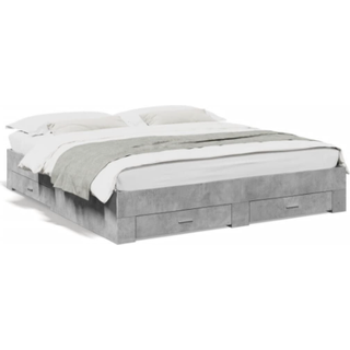 Sengeramme Med Skuffer Konstrueret Træ - Betongrå / 180 x 200 cm
