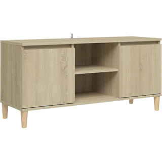 Tv-Bord Med Massive Træben 103,5X35X50 Cm - Sonoma-eg