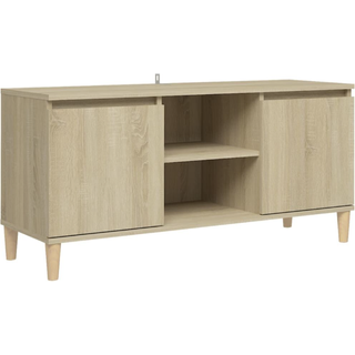 tv-bord med massive træben 103,5x35x50 cm sonoma-eg