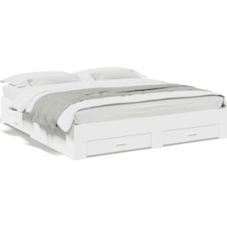 Sengeramme Med Skuffer Konstrueret Træ - Hvid / 180 x 200 cm
