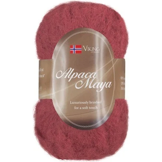 Viking Alpaca Maya 719 Indhold:82% Superfine alpaca, 13% Merino uld, 5% Nylon Vægt/længde: 50 g = ca. 160 m Anbefalede pinde: 7.00 mm Strikkefasthed: 10x10 cm = 12 m Uldprogram ved max 30°, tørres fladt.