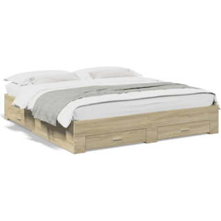 Sengeramme Med Skuffer Konstrueret Træ - Sonoma-eg / 180 x 200 cm