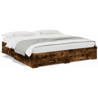 Sengeramme Med Skuffer Konstrueret Træ - Røget eg / 180 x 200 cm