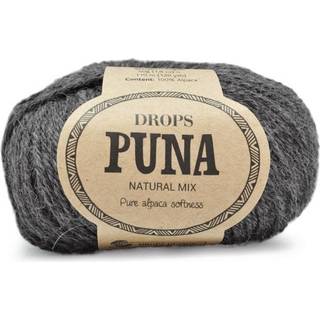 DROPS Puna 05 Mørkegrå (Natural mix) Indhold: 100% Superfin Alpaca Garngruppe: B (20 - 22 masker) / 8 ply / DK / worsted Vægt/længde: 50 g = ca. 110 meter Anbefalede pinde: 4 mm Strikkefasthed: 10 x 10 cm = 21 m x 28 p Håndvask, koldt vand max 30°C / Tørres fladt / Kan filtes.
