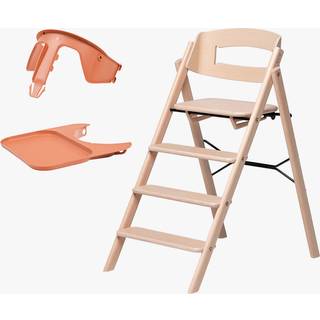 KAOS Klapp Højstol inkl. Beskyttelsesbøjle & Bakke, Beech Natural/Terracotta Pink