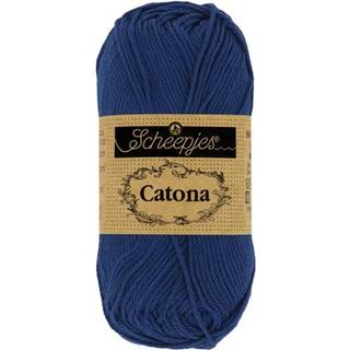 Scheepjes Catona 527 Midnight Indhold: 100% merceriseret bomuld Anbefalede pinde: 2.50-3.00 mm Vægt/løbelængde: 50 gr = ca. 125 meter Strikkefasthed: 10 x0 10 cm = 26 m x 36 p med 2,5 mm Maskinvask 40°C / Tørres fladt.