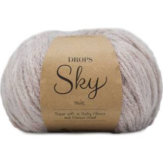 DROPS Sky 03 Grå tåge (Mix) Indhold: 74% Alpaca, 18% Polyamid, 8% Uld Garngruppe: B (20 - 22 masker) / 8 ply / DK Vægt/længde: 50 g = ca. 190 meter Anbefalede pinde: 4 mm Strikkefasthed: 10 x 10 cm = 21 m x 28 p Håndvask, max 30°C / Tørres fladt.