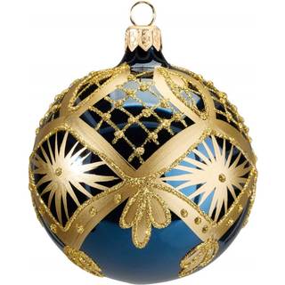 Lux Leonard julekugle blå/guld 8cm
