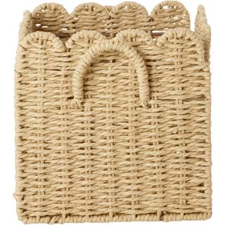 Rice Paper Rope Kurv Foldbar Med Muslingeformede Kanter 20 Cm Naturlig - Opbevaring af legetøj Papir Nature - BSPAP-20N
