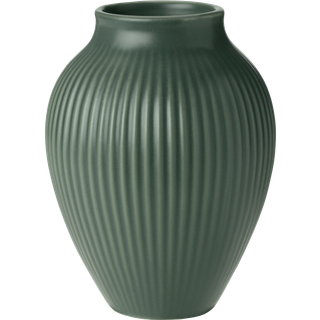 Knabstrup Vase med riller H12,5 cm mat grøn