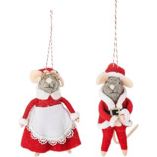 Bloomingville Peo juletræspynt uld 2 dele Rød