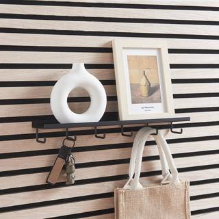 Millex hylde med 6 kroge til akustikpaneler, mat sort, 40 cm