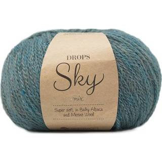 DROPS Sky 06 Søgrøn (Mix) Indhold: 74% Alpaca, 18% Polyamid, 8% Uld Garngruppe: B (20 - 22 masker) / 8 ply / DK Vægt/længde: 50 g = ca. 190 meter Anbefalede pinde: 4 mm Strikkefasthed: 10 x 10 cm = 21 m x 28 p Håndvask, max 30°C / Tørres fladt.