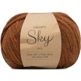 DROPS Sky 11 Hasselnød (Mix) Indhold: 74% Alpaca, 18% Polyamid, 8% Uld Garngruppe: B (20 - 22 masker) / 8 ply / DK Vægt/længde: 50 g = ca. 190 meter Anbefalede pinde: 4 mm Strikkefasthed: 10 x 10 cm = 21 m x 28 p Håndvask, max 30°C / Tørres fladt.
